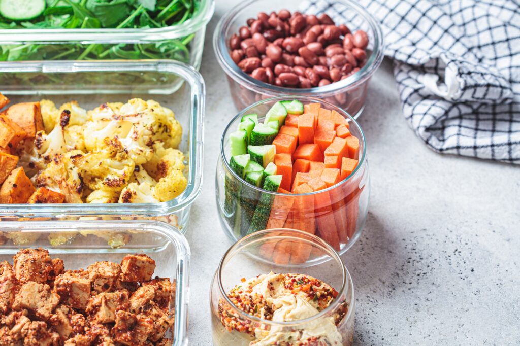 Vegan meal prep containers.